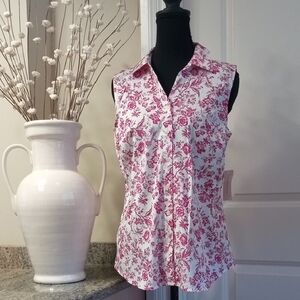 NWT Charter Club Pink and White Floral Button Down Shirt Size 6